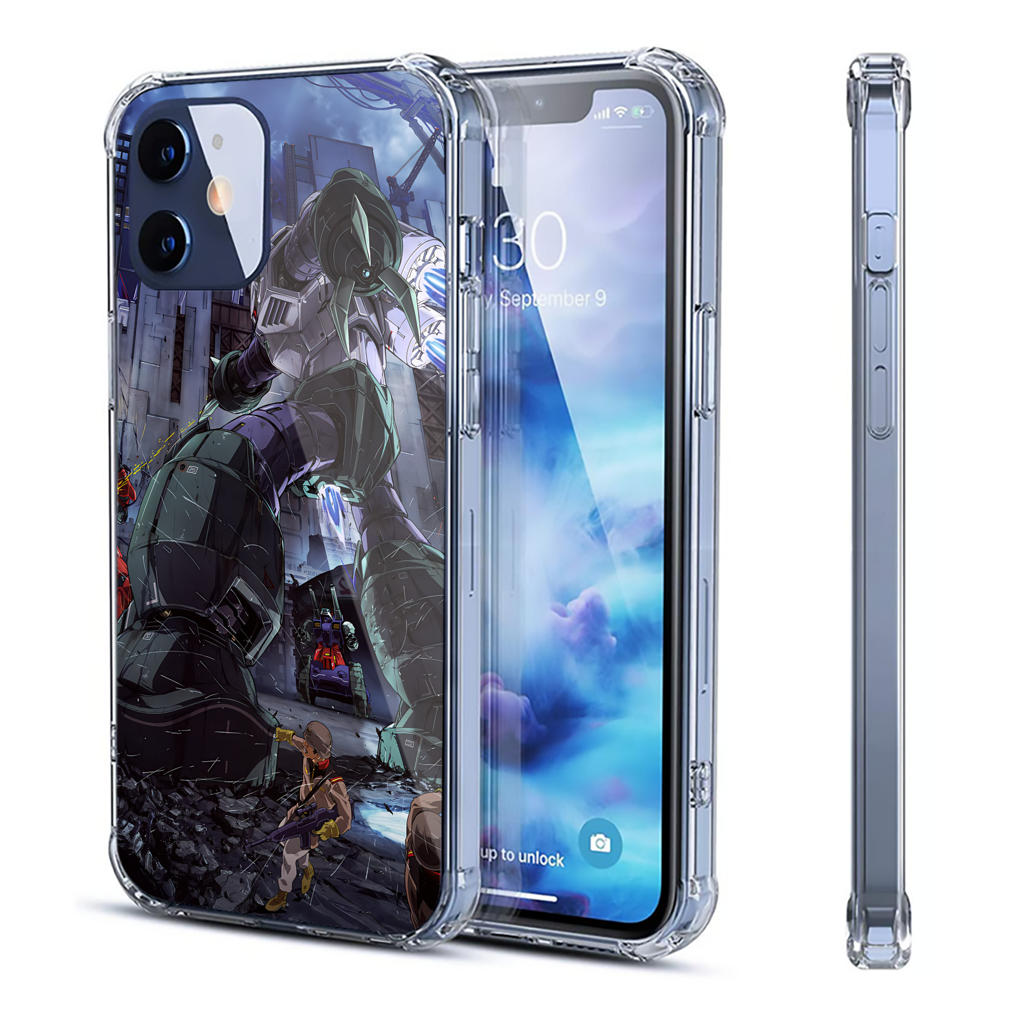 （画像用） 機動戦士ガンダム Mobile Suit Gundam 【iPhone 12シリーズ対応】透明スマホケース（クリアソフトケース）